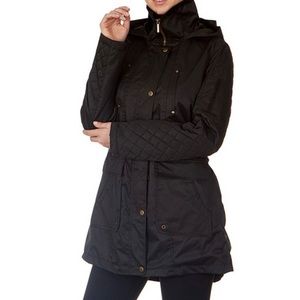 Black hooded quilted sleeve anorak jacket